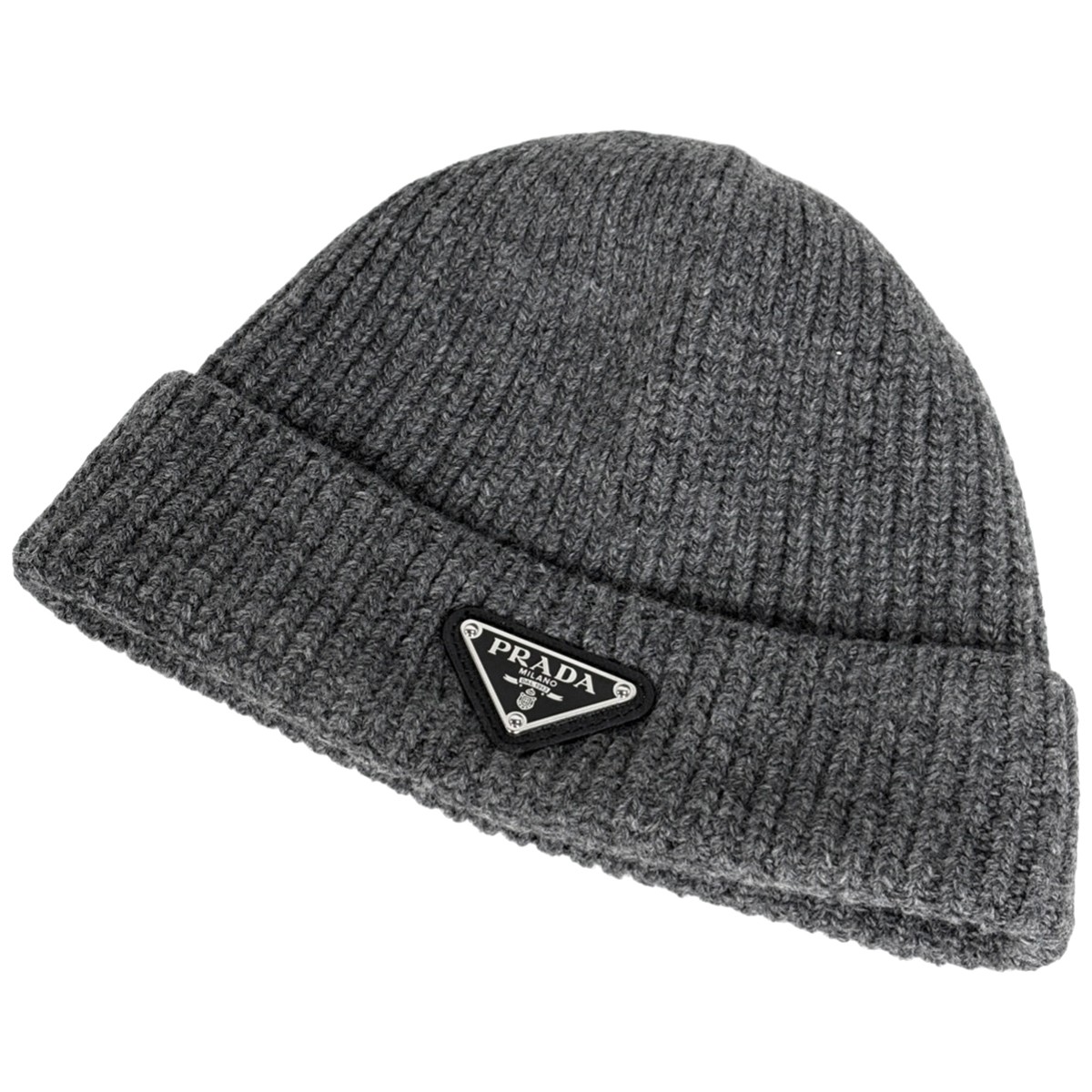 PRADA with logo Knit cap Knit cap Other hats wool cashmere others Gray Women