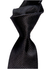 390 NWT TOM FORD Solid Black 3.6  men's ribbed woven Silk neck Tie ITALY