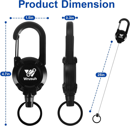 Heavy Duty Retractable Keychain, Multitool Carabiner Badge Holder-Sturdy & Durab - Picture 2 of 6