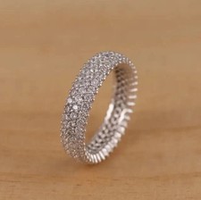 Pave Set Full Eternity Wedding Ring 14K White Gold Over 2.2 Ct Simulated Diamond