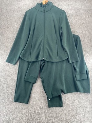 Chicos Tracksuit Womens 3 US Extra Large Green Hoodie 3/4 Sleeves Tee 3 pc Set