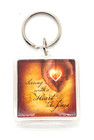 Vtg. "Serving WIth A Heart Like Jesus" Thessalonians 1: 2-3 Bible Jesus Keychain — photo 1