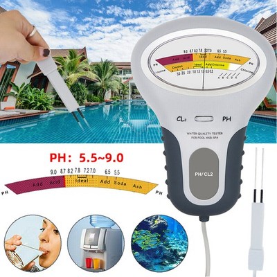 2 in 1 Digital Wassertester PH Wert Meter Chlor Wasser Messgerät Wasserqualität