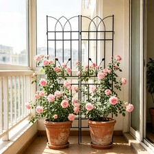2 Pack Metal Garden Trellis 71x17.7 in Rustproof Climbing Plant Support Black