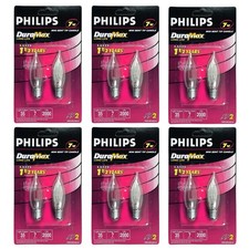 Mini 7W Flame Tip Candelabra Light Bulb, -12 ...