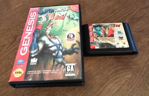 Earthworm Jim (Sega Genesis, 1994) With Case Play's Perfectly!