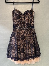 Camille La Vie Nude & Blue Semi/Formal/Prom Flouncy Short Dress, Sz 11/12