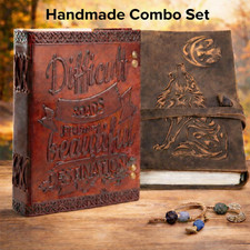 Handmade Vintage Leather Journal Large Sketchbook 200 Pages Combo Free Journal