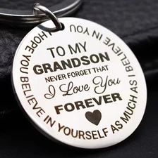 Give my grandson a stainless steel as a souvenir and blessing keychain keychain