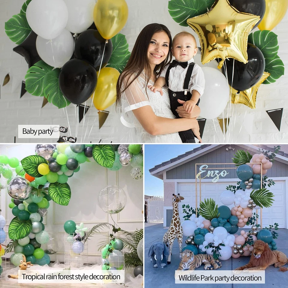 7 tipos de hojas tropicales falsas, telón de fondo de boda Luau, verde Foto 4 de 4