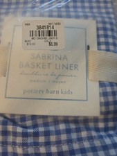 NWT Pottery Barn Kids Sabrina Basket Liner medium blue gingham PBK