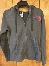 The North Face Women  s Gray Full Zip Hooded Fleece Hoodie Pockets S/P