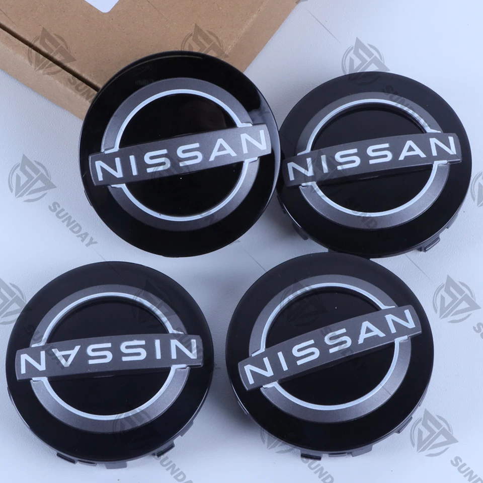 4PC 63mm For Kicks 2021-2024 Wheel Center Hub Caps Black Gloss 40342-6TA1A Foto 3 de 4