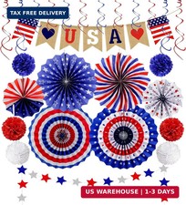 26Pcs Patriotic Decorations 4th of July Decorations LOVE USA Banner Red White Bl