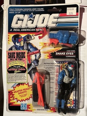 1990 Vintage Hasbro G.I. Joe Action Figure Snake Eyes Hero Commando New On Card