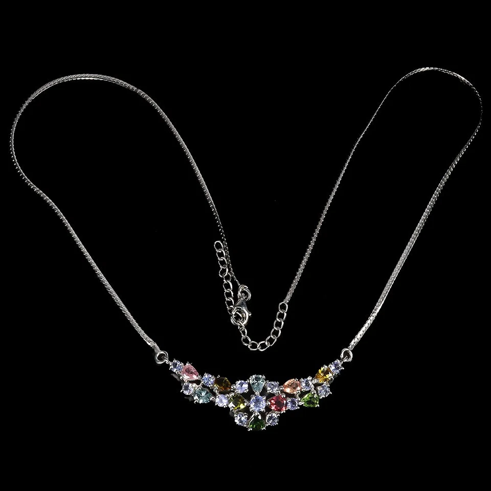 Collar de plata de ley 925 pera tanzanita 5x4 mm piedras preciosas naturales joyería 19,5 Foto 2 de 4