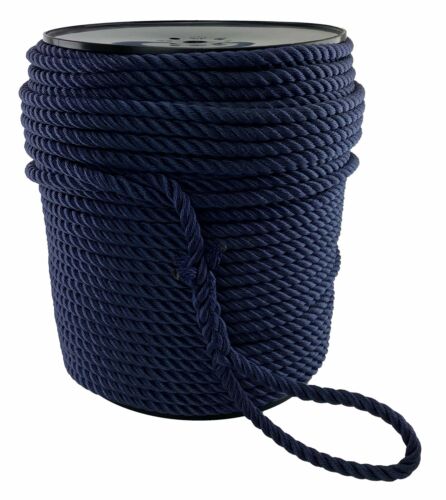 6mm Navy 3st Nylon Rope x 220m Anchor Rope On A Reel With 10 Inch Soft Eye