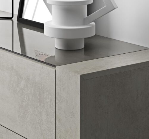 Grey Chest of Drawers Dresser Sideboard Console Storage Cabinet Unit Glass Top - Picture 3 of 9