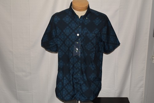 Nuovo con etichette William Murray Medium uomo S/S KEEPIN' IT REEL poli spandex bottoni blu navy - Foto 3 di 7