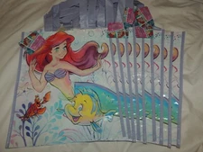 9 Ariel Little Mermaid Large Plastic Party Tote Bag 13" x 11" Favors Loot Treats