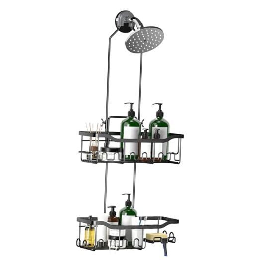 Shower Caddy, Upgraded Extended Length Shower Caddy Over Showerhead No Black