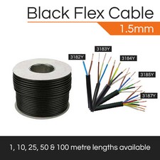BLACK 1.5MM FLEX CABLE 2 CORE - 5 CORE FLEXIBLE ELECTRIC CABLE 1M - 100M HO5VV-F