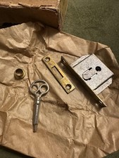 Hammacher, Schlemmer Co. Piano Lock Kit-Plate, Key, Escutcheon Brass NOS