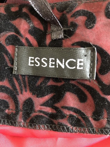 ESSENCE BY EVANS Size 20 Black Chiffon /Flock Pattern /Red Underlay Midi Skirt - Picture 9 of 11