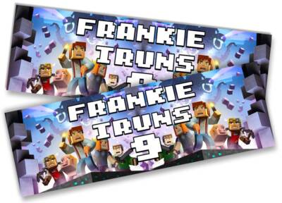 x2 Personalisierte Geburtstagsbanner Gaming Design Kinder Party Deko 514