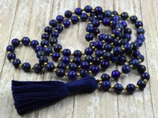 6/8/10mm Blue Lapis Lazuli 108 Tibetan Buddhist Prayer Beads Mala Necklace