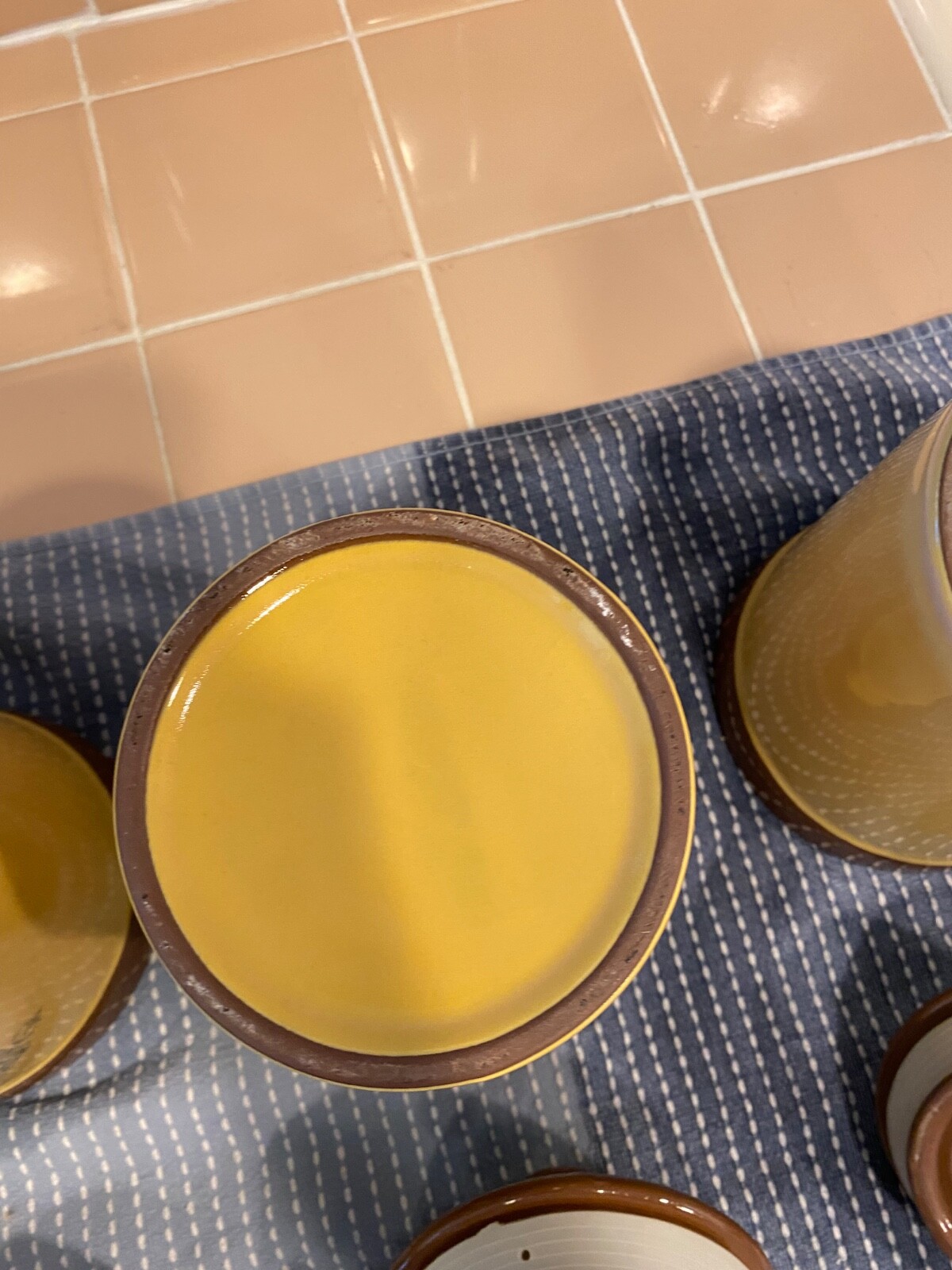 Canister Set Of4 Italy Terracotta Rich Earth Tones Well Made. 4.5” never used.