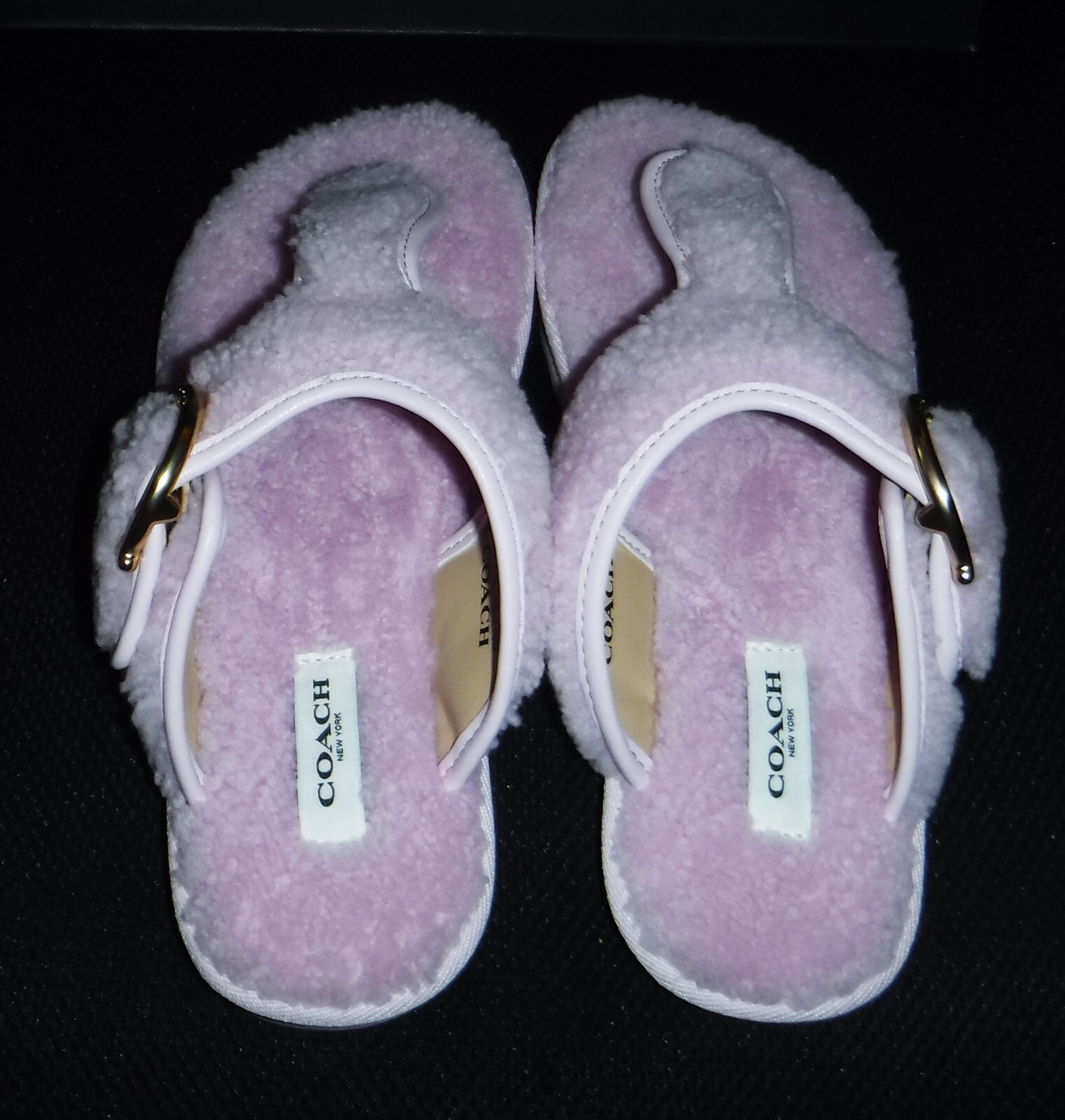 New in Box Authentic COACH Hollie REAL Shearling Fleece Flip Flops 8.5 Soft  Pink | eBay