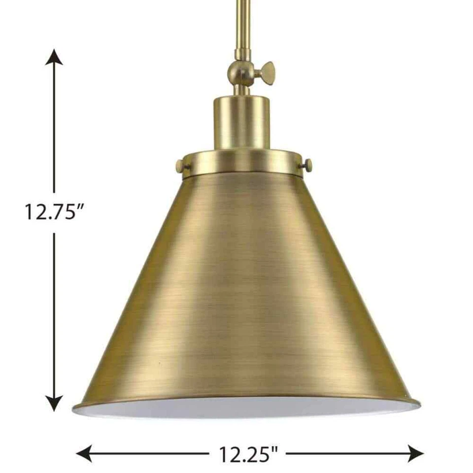 Progress Lighting Hinton Collection 1-Light Brass Vintage Pendant Hanging Light - Image 2 of 4