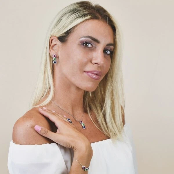 BOCCADAMO   GR855M    girocollo con pietre miste     argento 925mm - Immagine 3 di 4