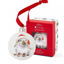 Royal Worcester Wrendale Designs Bauble - Ho Ho Ho Rabbit