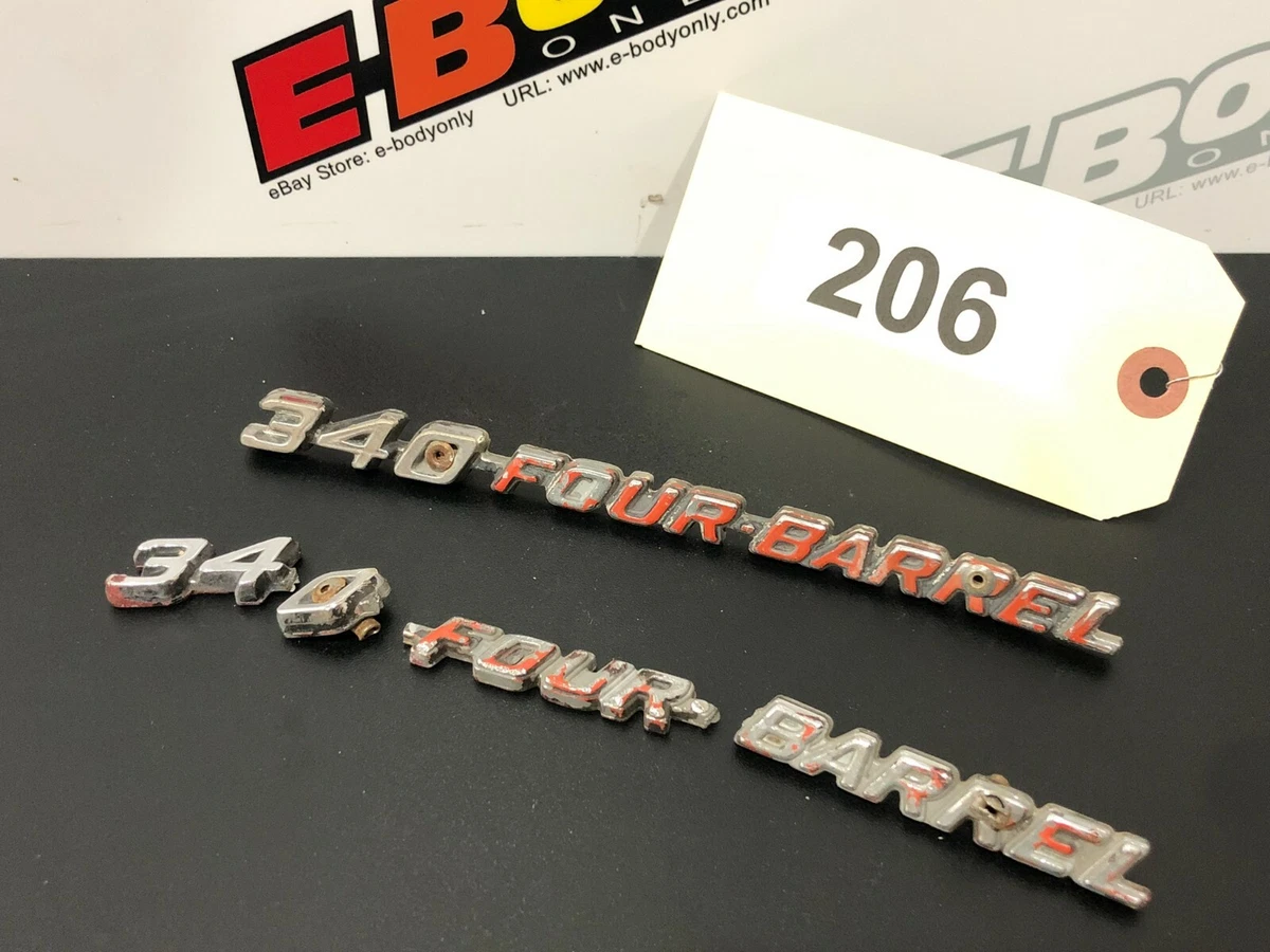 340 Four Barrel Hood Emblems 1970-1974 Dodge Challenger E-Body Mopar | eBay