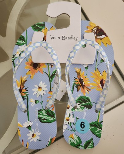 Vera Bradley Women's Flip Flops Floral Sandals Summer Beach Shoes Size 5-6