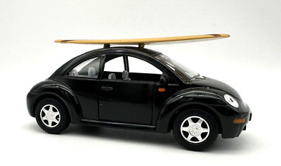 Kinsmart Classic Volkswagen Beetle Pullback - Black with Surf Board, 1:32