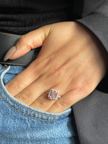 Emerald Cut 2.5CT Lab Grown Fancy Vivid Pink Diamond Wedding Ring 14k White Gold - Picture 5 of 15