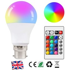 RGB B22 LED Bulb Remote 10W bayonet  Light 12-Colour Changing Control Lamp