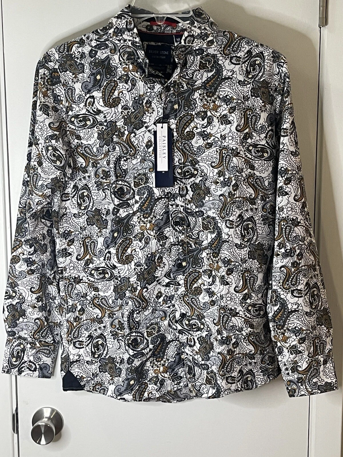 Silver Stone Collection Mens L Modern Fit Paisley Collection Shirt NWT MSRP $149