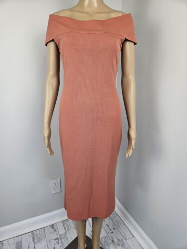 Dress The Population Womens Dress Large Terra Cotta Off The Shoulder Claudette