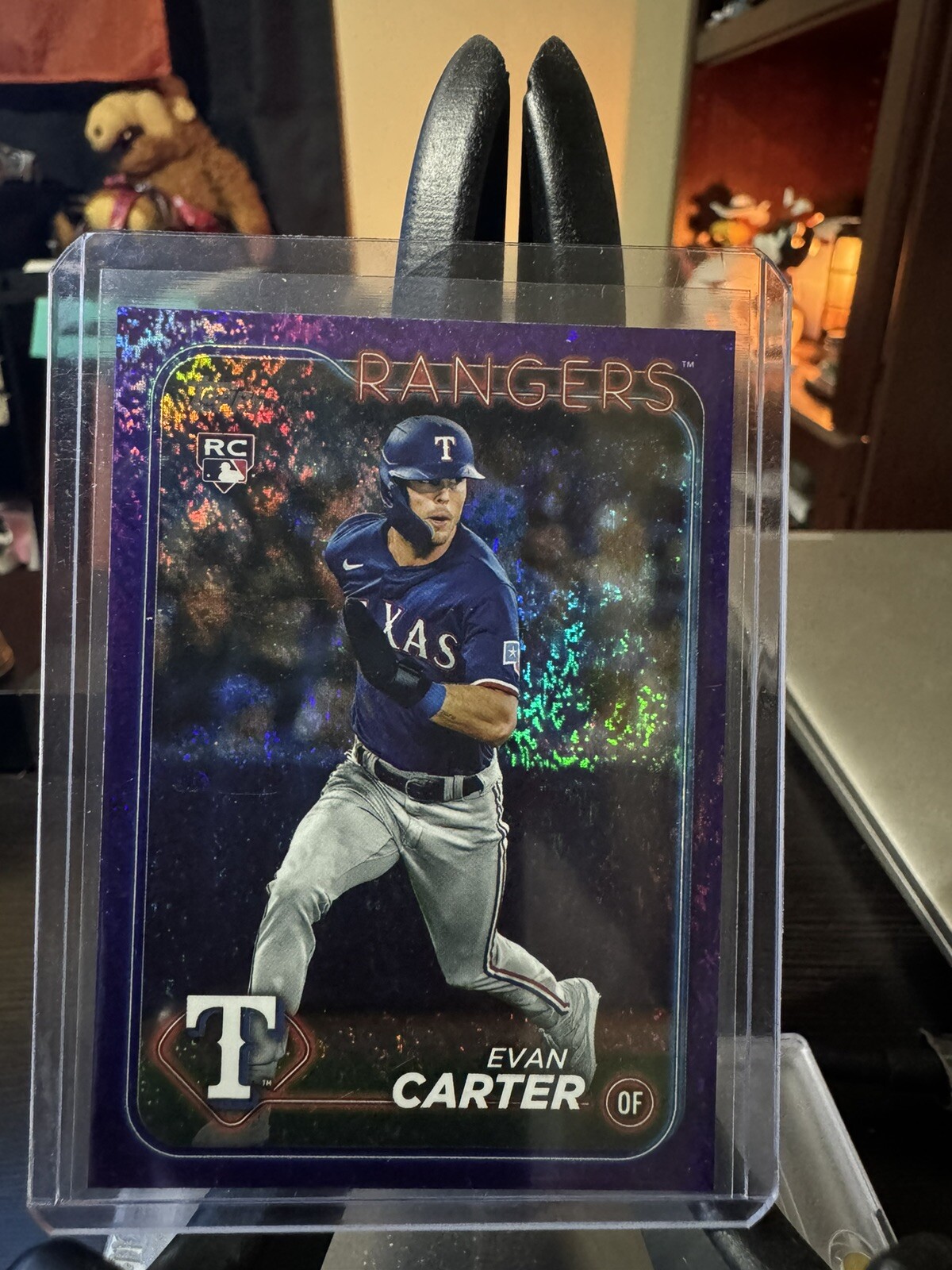 2024 Topps Series 1 RC #280 Evan Carter Purple Foilboard /799 Texas Rangers