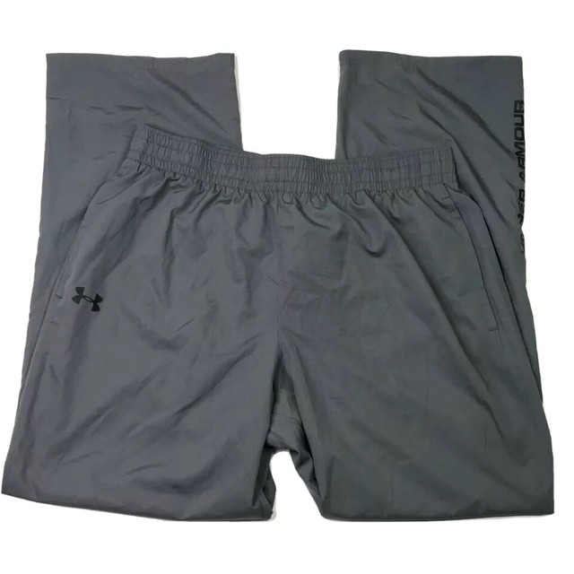Under Armour Mens Track Pants Gray Loose Fit Mesh Lined Zip Hem Elastic Waist XL | eBay