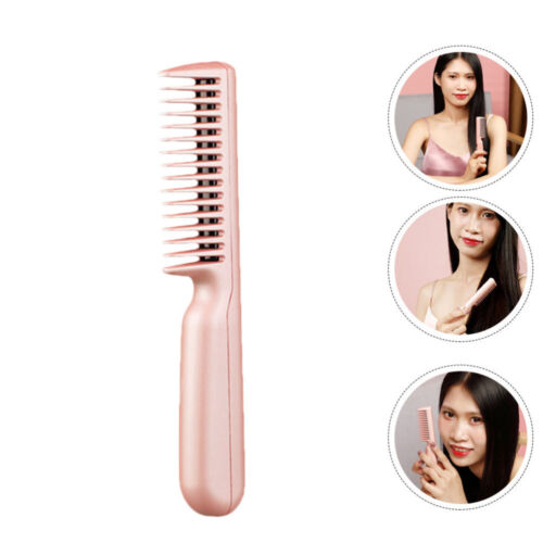 1 Set Portable Reusable Safe Lightweight Hair Straightener Heating Brush Women