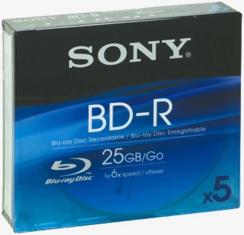 PACK 5 BLU-RAY VIERGES SONY BD-R 25 Go 1x-6x  SPEED NEUF SOUS BLISTER D'ORIGINE