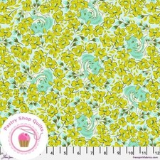 TULA PINK Free Spirit BESTIES CHUBBY CHEEKS 218 Green FLORAL Quilt Fabric