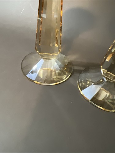 "Juego de velas Wilshire Oleg Cassini ámbar cristal brillante 6"" muy buen estado" - Imagen 6 de 7