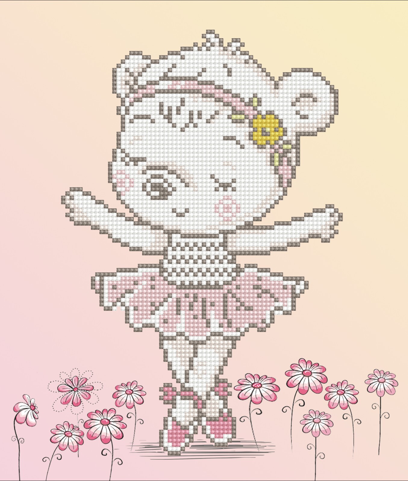 Diamond Dotz Diamond Painting Kit: 'Ballet Bear'  Intermediate Level 27cm x 32cm