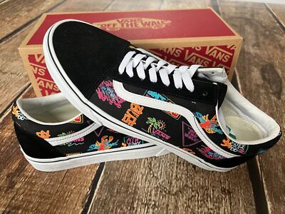 VANS OLD SKOOL SHOES SNEAKERS MARKET BLACK NEON MENS 9.5 NEW WITH BOX